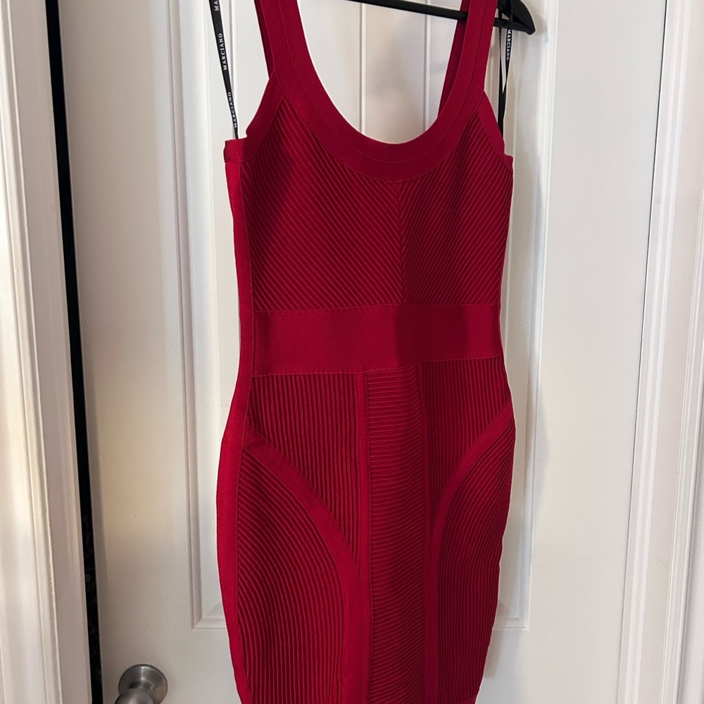 Guess by Marciano Red Sculpted Knit Bodycon Mini Dress